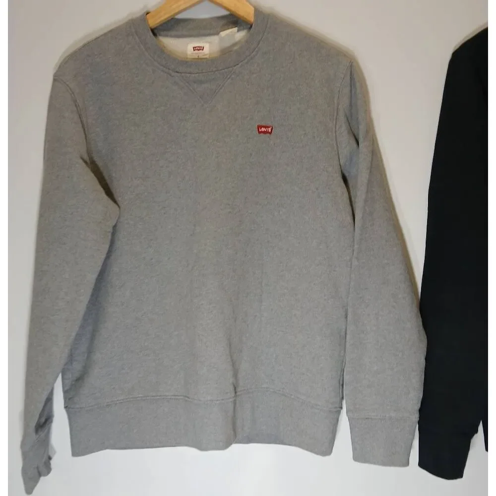 Levis mens small gray and black sweatshirt lot of 2 crewneck pullover